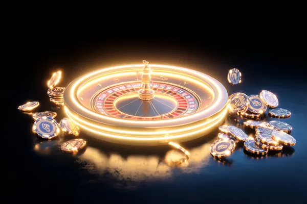 A woman smiling while playing online games on her laptop, surrounded by neon casino elements, showcasing SAGISAGPH’s diverse game collection.